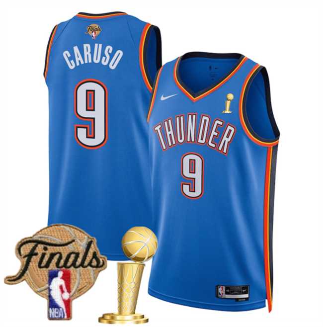 Mens Oklahoma City Thunder #9 Alex Caruso Blue 2025 Finals Patch And Finals Champions Patch Icon Edition Stitched Jersey Dzhi->oklahoma city thunder->NBA Jersey
