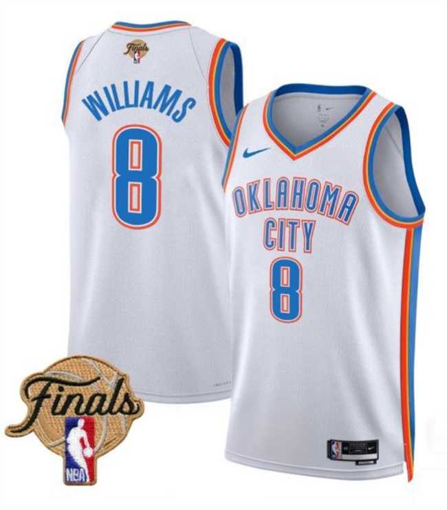 Mens Oklahoma City Thunder #8 Jalen Williams White 2025 Finals Association Edition Stitched Jersey Dzhi->oklahoma city thunder->NBA Jersey