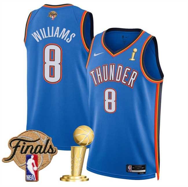Mens Oklahoma City Thunder #8 Jalen Williams Blue 2025 Finals Patch And Finals Champions Patch Icon Edition Stitched Jersey Dzhi->oklahoma city thunder->NBA Jersey