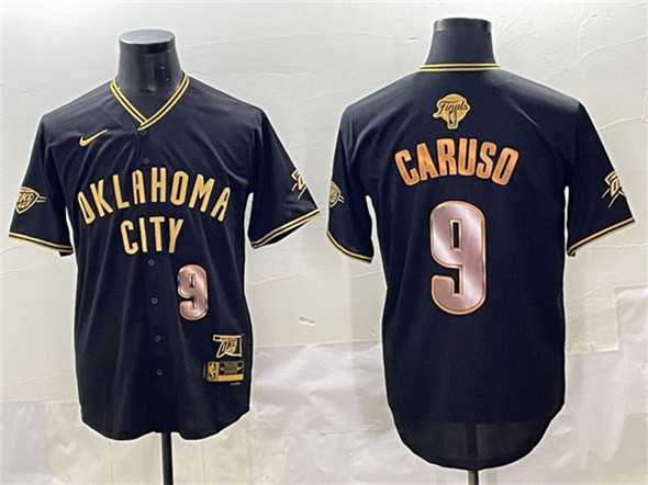 Mens Oklahoma City Thunder #9 Alex Caruso Black Gold 2025 Finals Vapor Stitched Baseball Jersey->oklahoma city thunder->NBA Jersey