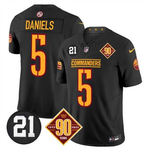 Men & Women & Youth Washington Commanders #5 Jayden Daniels Black F.U.S.E. 90th & Sean Taylor Patch Vapor Limited Stitched Jersey->washington commanders->NFL Jersey
