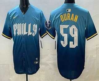 Men%27s Philadelphia Phillies #59 Jhoan Duran Blue 2024 City Cool Base Jersey->new york yankees->MLB Jersey