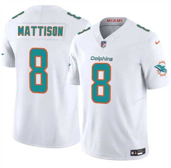 Men & Women & Youth Miami Dolphins #8 Alexander Mattison White 2025 F.U.S.E. Vapor Limited Stitched Jersey->miami dolphins->NFL Jersey