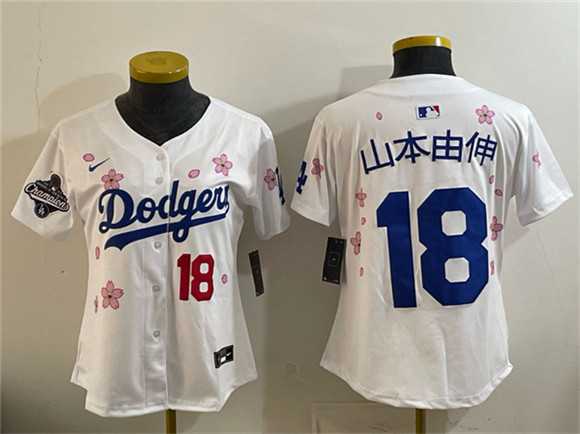 Youth Los Angeles Dodgers #18 Yamamoto White 2025 World Series Champions Patch Tokyo Series Limited Stitched Jersey Dzhi->mlb youth jerseys->MLB Jersey