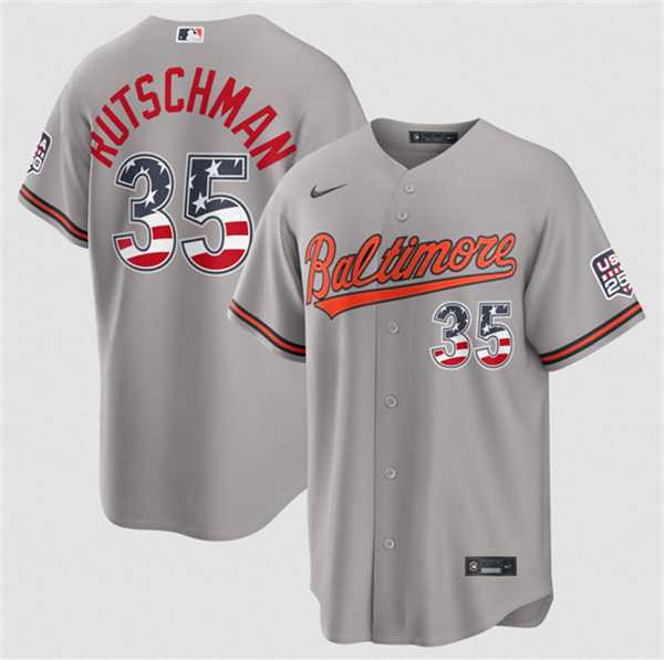 Mens Baltimore Orioles #35 Adley Rutschman Gray USA 250 Fourth of July Home Stitched Jersey Dzhi->baltimore orioles->MLB Jersey