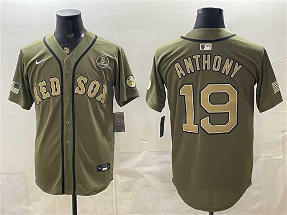 Men%27s Boston Red Sox #19 Roman Anthony Olive Armed Forces Day Cool Base Stitched Jersey Dzhi->chicago cubs->MLB Jersey