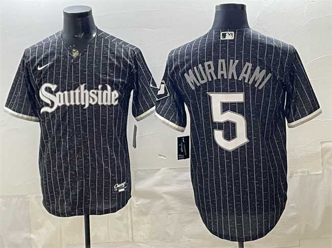 Men%27s Chicago White Sox #5 Munetaka Murakami Black 2021 City Connect Cool Base Stitched Jersey->chicago white sox->MLB Jersey