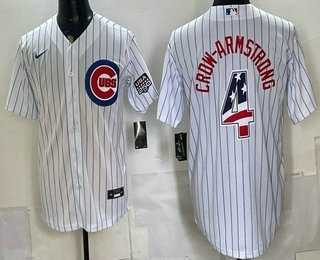 Mens Chicago Cubs #4 Pete Crow Armstrong White 2026 USA 250 Fourth of July Stitched Jersey Dzhi->chicago cubs->MLB Jersey