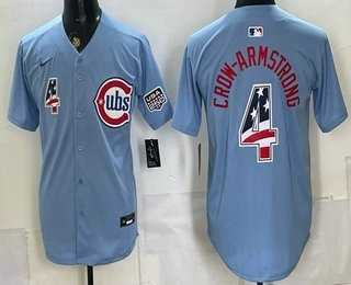 Mens Chicago Cubs #4 Pete Crow Armstrong Blue 2026 USA 250 Fourth of July Stitched Jersey Dzhi->chicago cubs->MLB Jersey