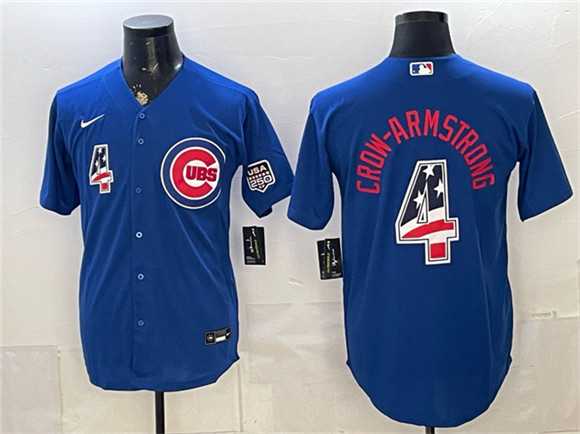 Mens Chicago Cubs #4 Pete Crow-Armstrong Royal 2026 USA 250 Fourth of July Stitched Jersey Dzhi->chicago cubs->MLB Jersey