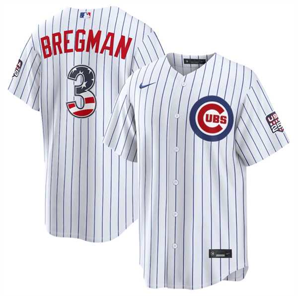 Mens Chicago Cubs #3 Alex Bregman White 2026 USA 250 Fourth of July Home Stadium Stitched Jersey Dzhi->chicago cubs->MLB Jersey