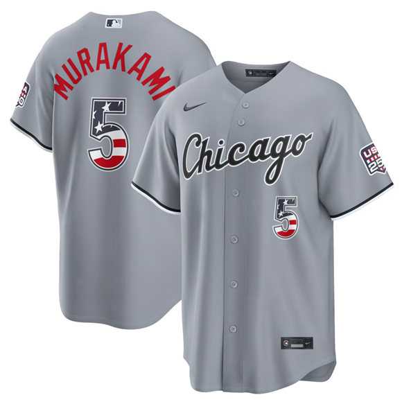 Men%27s Chicago White Sox #5 Munetaka Murakami Gray USA 250 Fourth of July Home Stitched Jersey Dzhi->chicago cubs->MLB Jersey