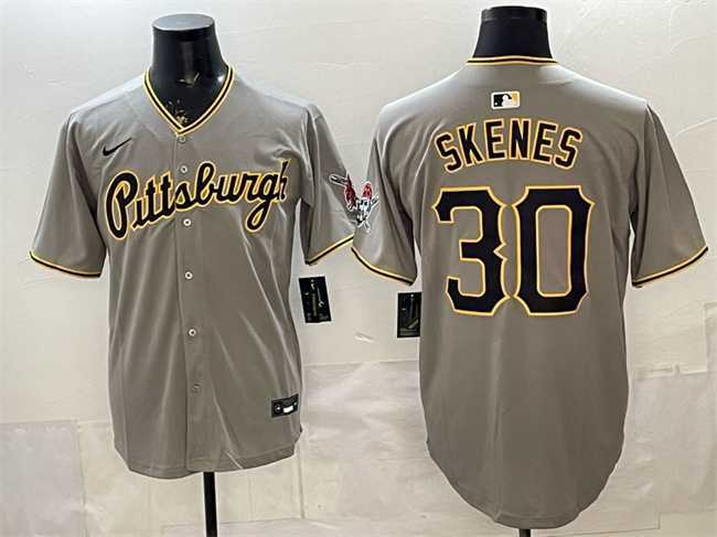 Men%27s Pittsburgh Pirates #30 Paul Skenes Gray Limited Stitched Jersey->san diego padres->MLB Jersey