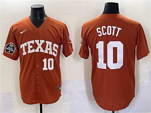 Mens Texas Longhorns #10 Mia Scott Orange 2025 World Series & SEC Patch Stitched Jersey->texas longhorns->NCAA Jersey