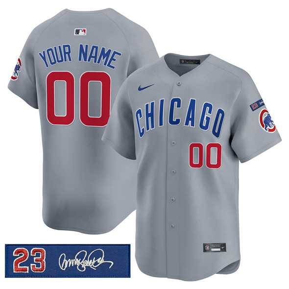 Mens Chicago Cubs Active Player Custom Gray Ryne Sandberg Tribute Vapor Limited V3 Stitched Baseball Jersey->customized mlb jersey->Custom Jersey