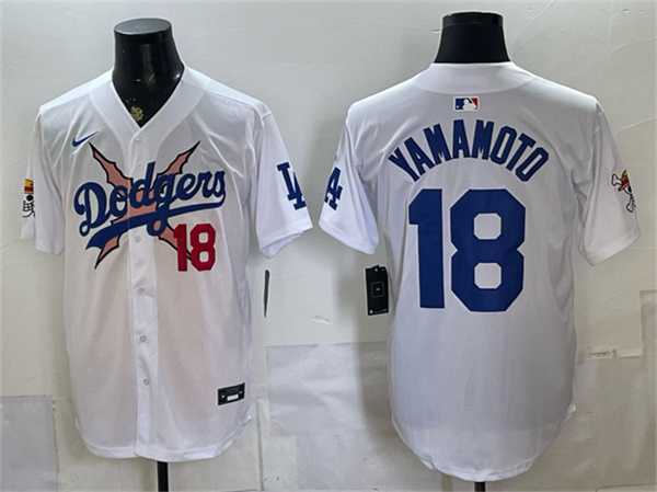 Mens Los Angeles Dodgers x One Piece #18 Yoshinobu Yamamoto White Vapor Premier Limited Stitched Jersey->los angeles dodgers->MLB Jersey