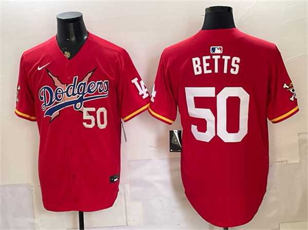 Mens Los Angeles Dodgers x One Piece #50 Mookie Betts Red Vapor Premier Limited Stitched Jersey->los angeles dodgers->MLB Jersey