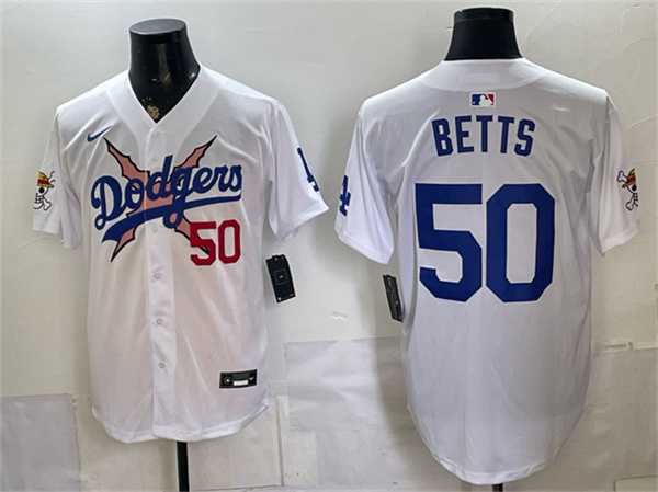 Mens Los Angeles Dodgers x One Piece #50 Mookie Betts White Vapor Premier Limited Stitched Jersey->los angeles dodgers->MLB Jersey