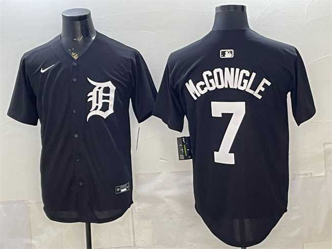 Mens Detroit Tigers #7 Kevin McGonigle Black Limited Stitched Jersey->detroit tigers->MLB Jersey