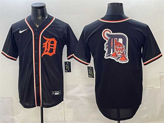 Mens Detroit Tigers Team Big Logo 2026 Fashion Replica Black Out Stitched Jersey->detroit tigers->MLB Jersey