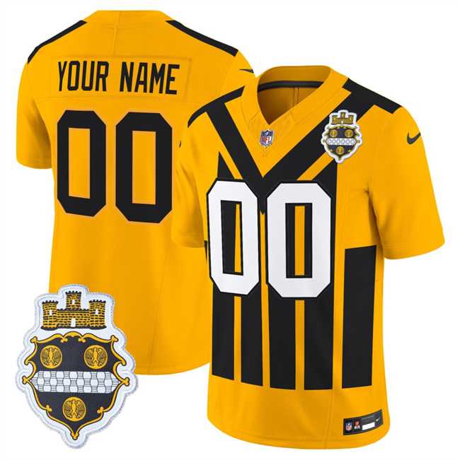 Mens Pittsburgh Steelers Active Player Custom Gold 1933 F.U.S.E. Throwback Alternate Football Stitched Football Jersey->customized nfl jersey->Custom Jersey