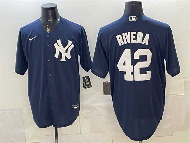 Mens New York Yankees #42 Mariano Rivera Navy Limited Stitched Jersey->new york yankees->MLB Jersey