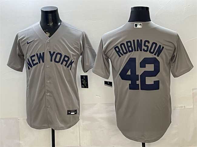 Mens New York Yankees #42 Jackie Robinson Grey Stitched Jersey->new york yankees->MLB Jersey