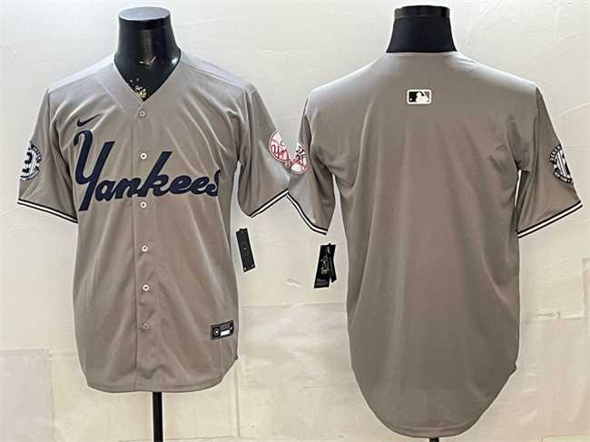 Mens New York Yankees Blank Grey With Patch Limited Stitched Jersey->new york yankees->MLB Jersey
