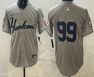 Mens New York Yankees #99 Aaron Judge Grey Without Name Limited Jersey->new york yankees->MLB Jersey