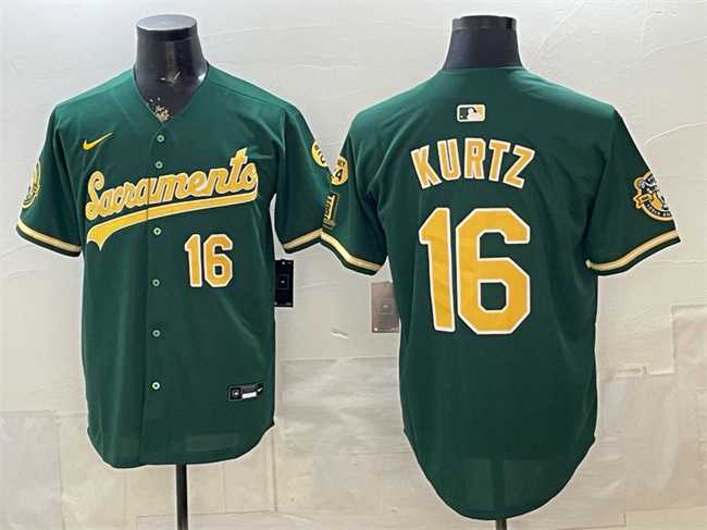 Mens Oakland Athletics #16 Nick Kurtz 2026 Green Alternate Sacramento Celebrating 125 Years Vapor Limited Stitched Jersey->oakland athletics->MLB Jersey