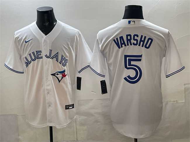 Mens Toronto Blue Jays #5 Daulton Varsho White 2025 Cool Base Stitched Jersey->toronto blue jays->MLB Jersey