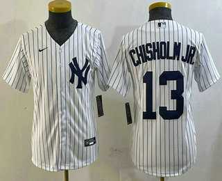 Youth New York Yankees #13 Jazz Chisholm Jr White Cool Base Stitched Jersey->mlb youth jerseys->MLB Jersey
