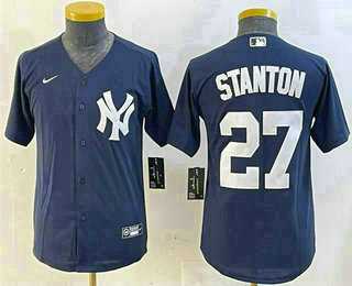 Youth New York Yankees #27 Giancarlo Stanton Navy Cool Base Stitched Jersey->mlb youth jerseys->MLB Jersey