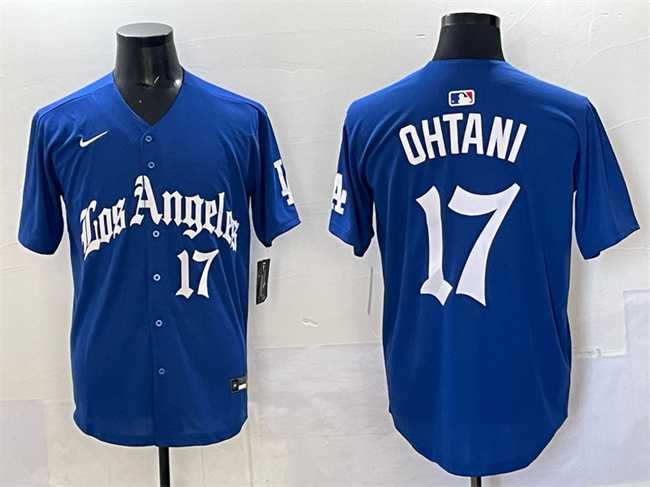 Men%27s Los Angeles Dodgers #17 Shohei Ohtani Blue 2025 LA Gothic Style With Fernando Patch Vapor Premier Limited Stitched Jersey->chicago cubs->MLB Jersey