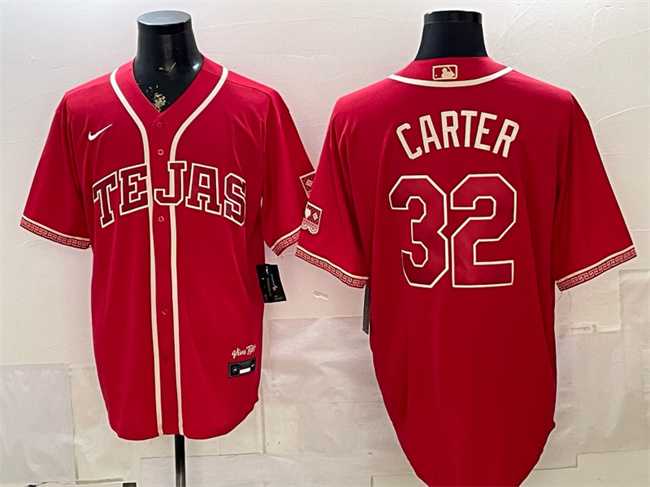 Men%27s Texas Rangers #32 Evan Carter Red 2026 City Connect Stadium Stitched Jersey->toronto blue jays->MLB Jersey