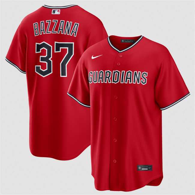 Mens Cleveland Guardians #37 Travis Bazzana Red Alternate Limited Stitched Jersey Dzhi Mens Cleveland Guardians #37 Travis Bazzana Red Alternate Limited Stitched Jersey Dzhi