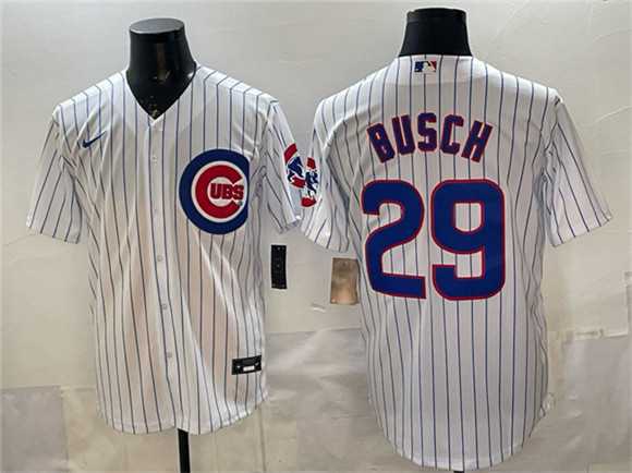 Mens Chicago Cubs #29 Michael Busch White Cool Base Stitched Jersey->chicago cubs->MLB Jersey