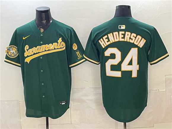Mens Oakland Athletics #24 Rickey Henderson 2026 Green Alternate Sacramento Celebrating 125 Years Vapor Limited Stitched Jersey->oakland athletics->MLB Jersey