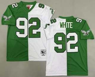 Men%27s Philadelphia Eagles #92 Reggie White Green White Split 1990 Throwback Stitched Jersey->baltimore ravens->NFL Jersey
