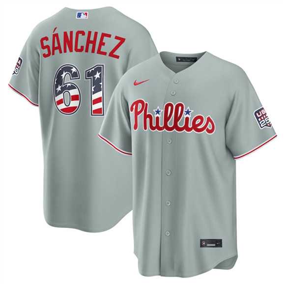 Men%27s Philadelphia Phillies #61 Jhoan Duran Gray USA 250 Fourth of July Home Stitched Jersey Dzhi->pittsburgh pirates->MLB Jersey