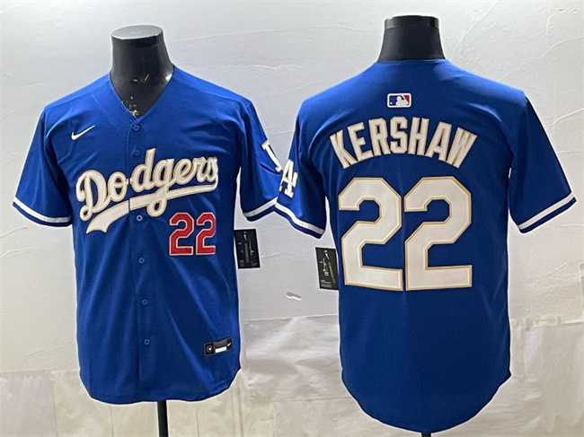 Mens Los Angeles Dodgers #22 Clayton Kershaw Royal Limited Stitched Jersey->los angeles dodgers->MLB Jersey