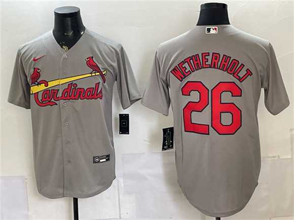 Men%27s St. Louis Cardinals #26 JJ Wetherholt Gray Cool Base Stitched Jersey->st.louis cardinals->MLB Jersey