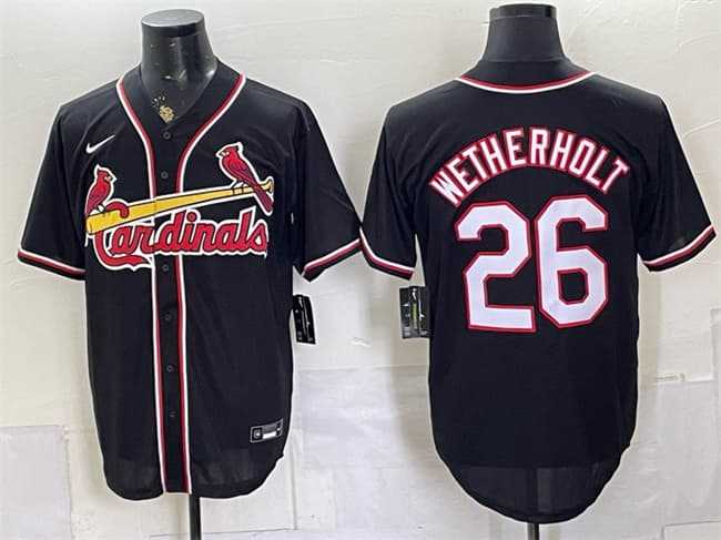 Men%27s St. Louis Cardinals #26 JJ Wetherholt 2026 Fashion Replica Black Out Stitched Jersey->seattle mariners->MLB Jersey