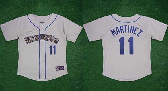 Men%27s Seattle Mariners #11 Edgar Martinez Gray 1989 Stitched Jersey->seattle mariners->MLB Jersey