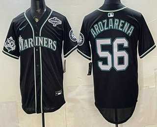 Mens Seattle Mariners #56 Randy Arozarena 50th Black Out Style Vapor Premier Limited Jersey Dzhi->seattle mariners->MLB Jersey