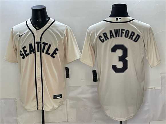 Men%27s Seattle Mariners #3 J.P. Crawford Cream With Name Alternate Stitched Jersey->seattle mariners->MLB Jersey