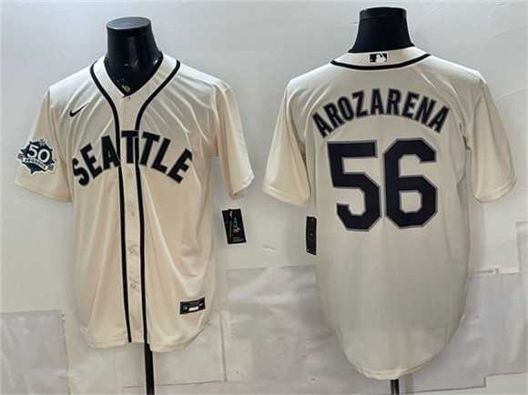 Mens Seattle Mariners #56 Randy Arozarena Cream 50th Anniversary Alternate Stitched Jersey->seattle mariners->MLB Jersey