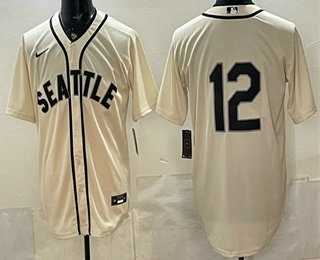 Mens Seattle Mariners #12 Josh Naylor Cream Alternate Stitched Jersey->seattle mariners->MLB Jersey