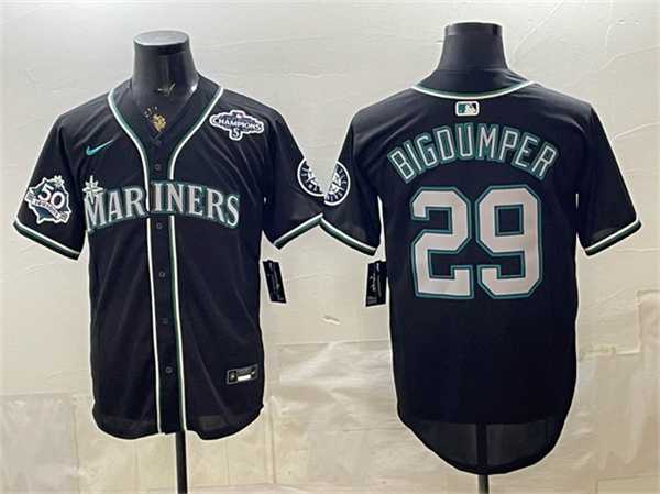 Mens Seattle Mariners #29 Big Dumper 50th Anniversary Black Out Style Vapor Premier Limited Stitched Jersey Dzhi->seattle mariners->MLB Jersey