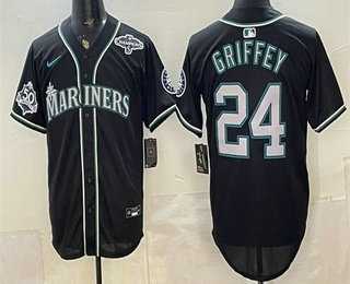Mens Seattle Mariners #24 Ken Griffey Jr 50th Black Out Style Vapor Premier Limited Jersey Dzhi->seattle mariners->MLB Jersey